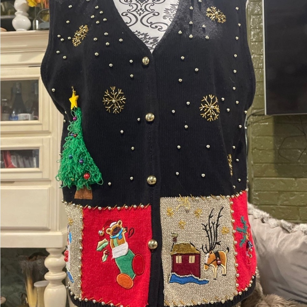 Lisa international Christmas sweater vest size large